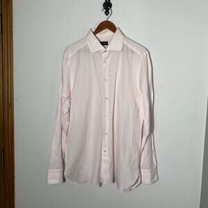 Mens Ermenegildo Zegna Pink & White Checked Long Sleeve Shirt Size 44/17.5 EUC!